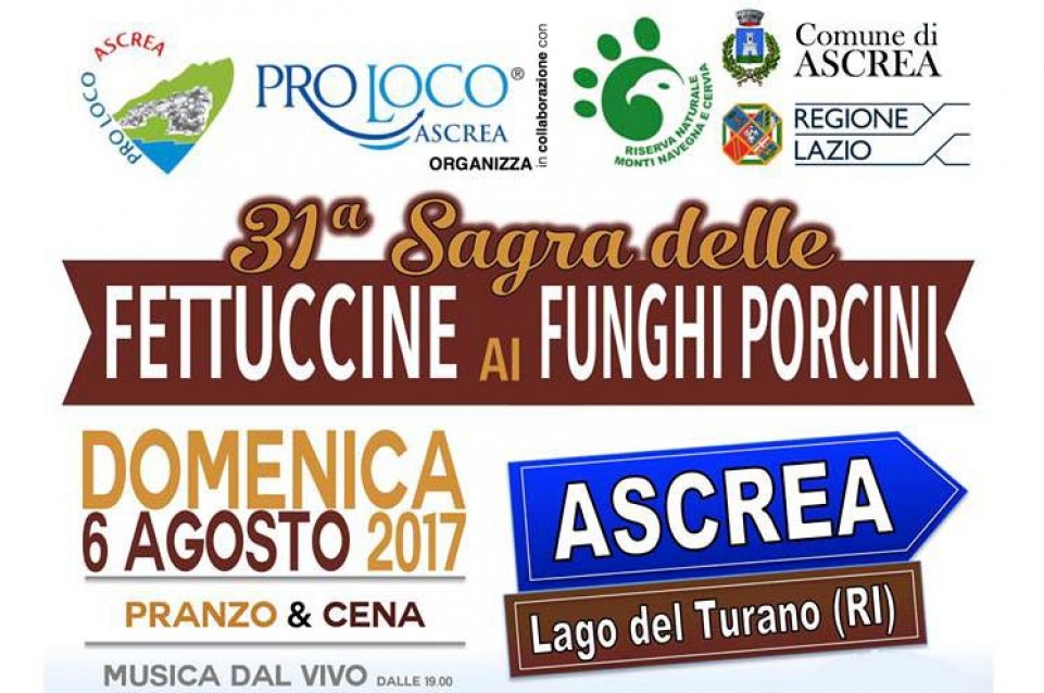 Ad Ascrea il 6 agosto arriva la Sagra delle fettuccine ai funghi porcini 