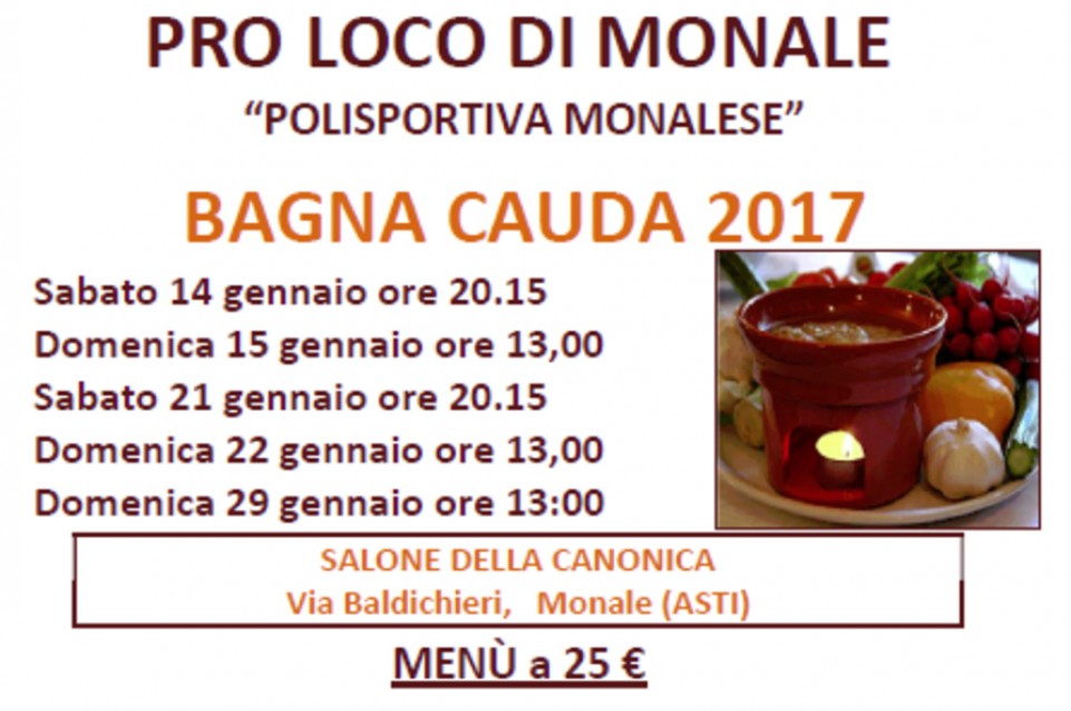 Bagna Cauda: a gennaio a Monale appuntamento con il gusto della tradizione