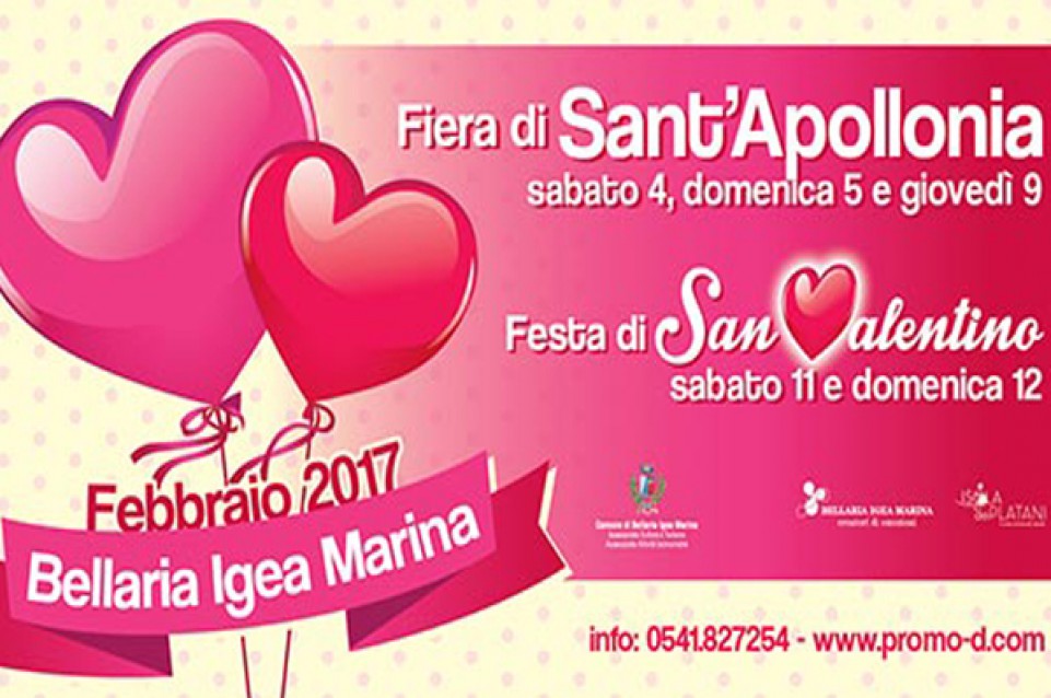 A febbraio a Bellaria Igea Marina arrivano gusto e allegria con le Fiere di Sant'Apollonia e San Valentino A febbraio a Bellaria Igea Marina arrivano gusto e allegria con le Fiere di Sant'Apollonia e San Valentino