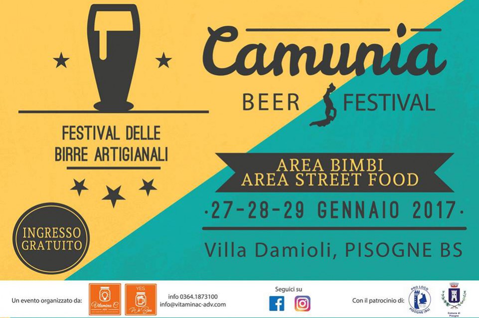 Camunia Beer Festival: dal 27 al 29 gennaio a Pisogne