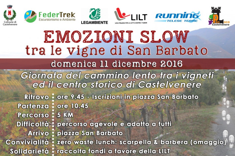 A Castelvenere l'11 dicembre va in scena "Emozioni slow fra le vigne di San Barbato"