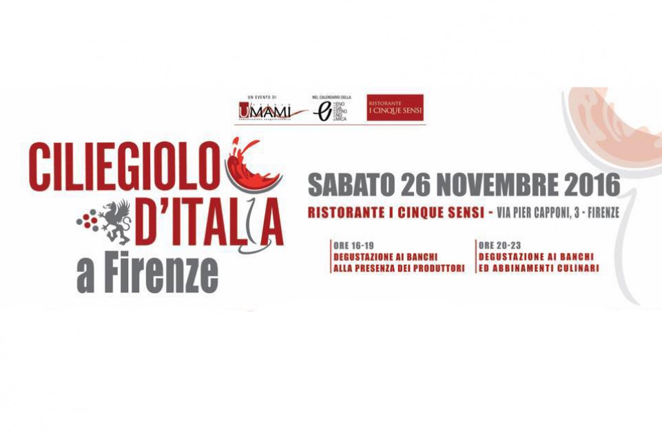 Ciliegiolo d'Italia vi aspetta il 26 novembre alla Biennale Enogastronomica di Firenze