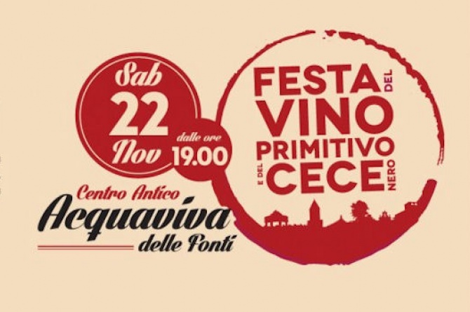 Festa del vino primitivo e del cece nero: il 22 novembre ad Acquaviva delle Fonti