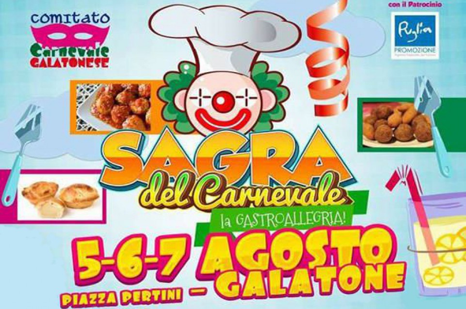 A Galatone dal 5 al 7 agosto appuntamento con la "Sagra del Carnevale" 