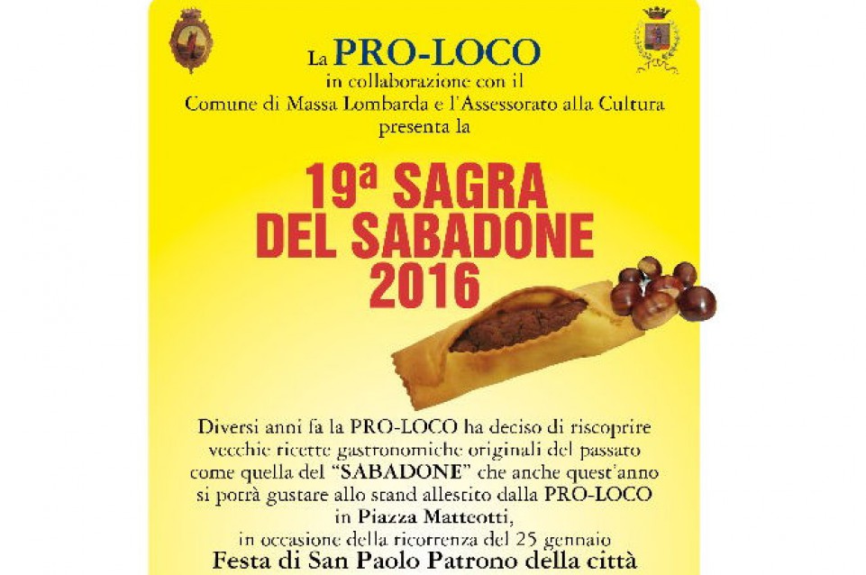 Dal 22 al 25 gennaio a Massa Lombarda arriva la Sagra del Sabadone Dal 22 al 25 gennaio a Massa Lombarda arriva la Sagra del Sabadone