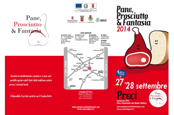 Pane Prosciutto & Fantasia: a Preci il 27 ed il 28 settembre Pane Prosciutto & Fantasia: a Preci il 27 ed il 28 settembre