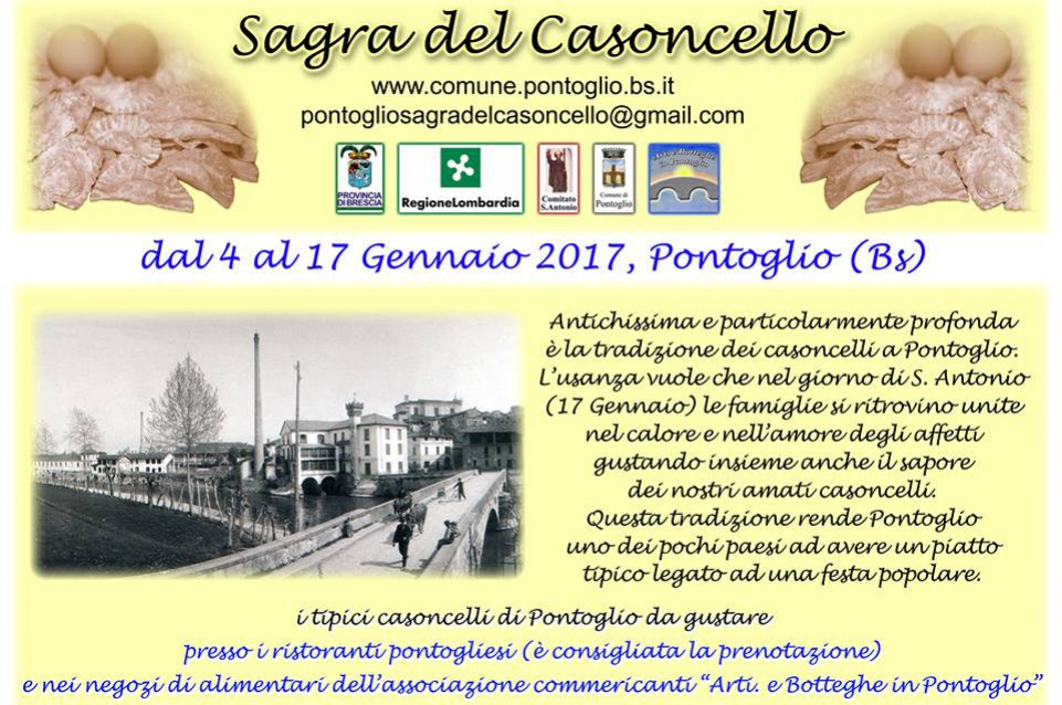 Dal 4 al 17 gennaio a Pontoglio appuntamento con la Sagra del Casoncello 