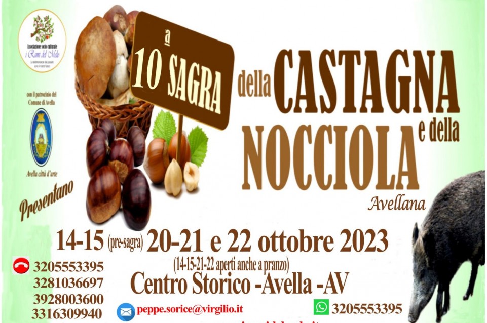 Sagra della Castagna e della Nocciola Avellana: il 14, 15, 20, 21 e 22 ottobre ad Avella