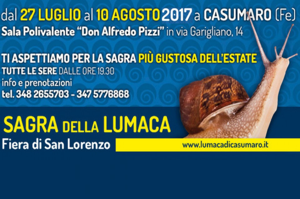 Sagra della Lumaca: dal 27 luglio al 10 agosto a Casumaro 