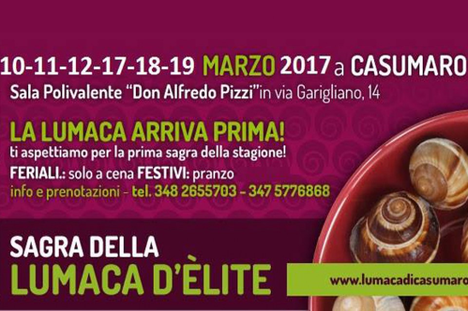 Sagra della lumaca d'élite: a Casumaro dal 10 al 12 e dal 17 al 19 marzo