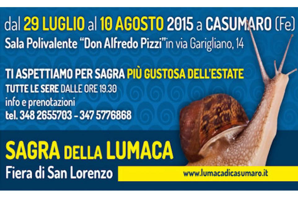 Dal 29 luglio al 10 agosto torna la "Sagra della Lumaca di Casumaro" Dal 29 luglio al 10 agosto torna la "Sagra della Lumaca di Casumaro"