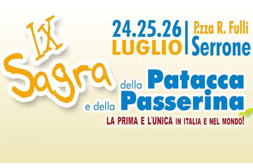 Dal 24 al 26 luglio a Serrone arriva la "Sagra della Patacca e della Passerina"