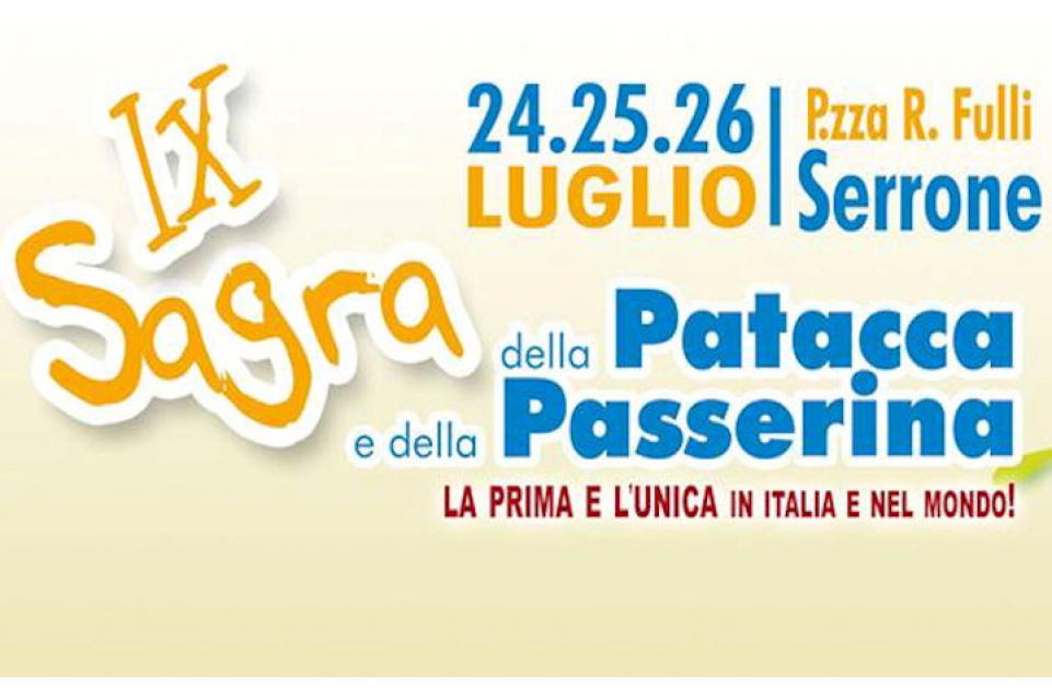 Dal 24 al 26 luglio a Serrone arriva la "Sagra della Patacca e della Passerina" Dal 24 al 26 luglio a Serrone arriva la "Sagra della Patacca e della Passerina"