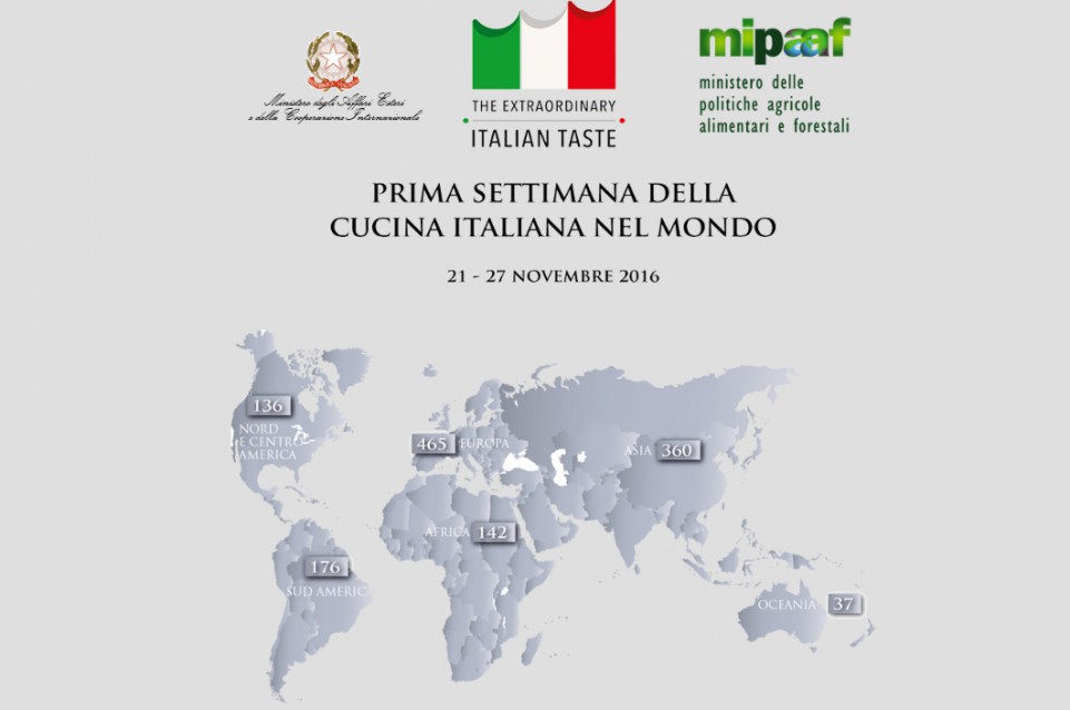 Settimana della Cucina Italiana nel Mondo: dal 21 al 27 novembre in 110 stati si celebra la gastronomia del bel paese