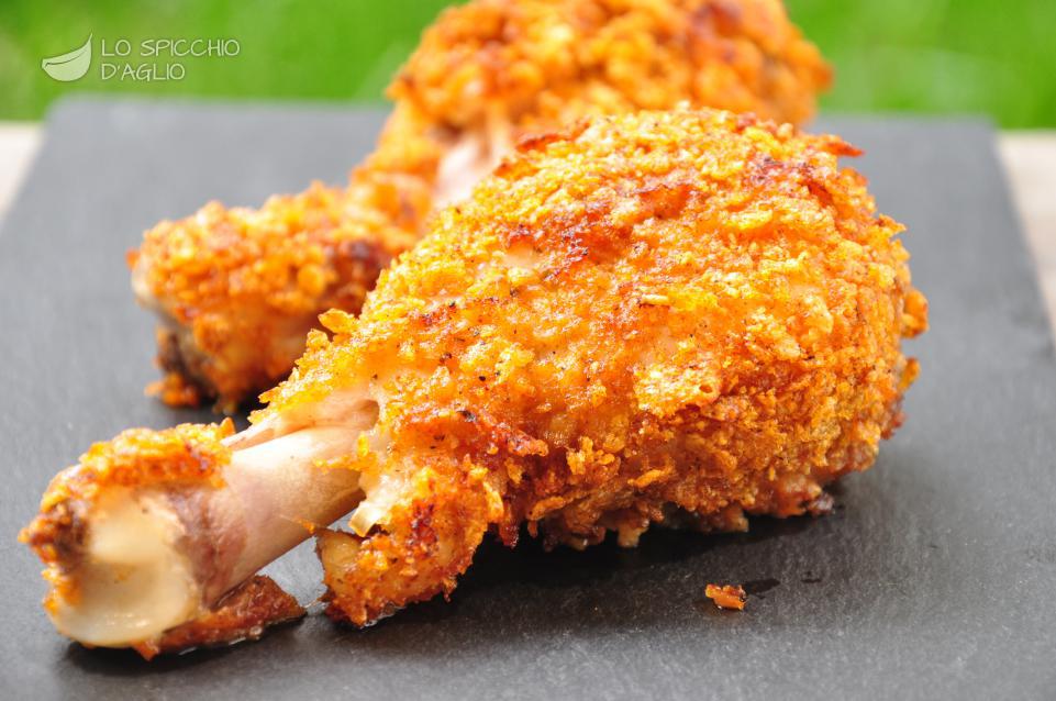 Cosce di pollo ai Corn Flakes