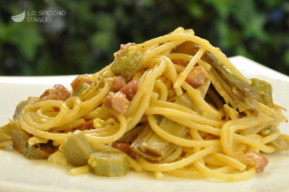 Spaghetti alla carbonara di carciofi