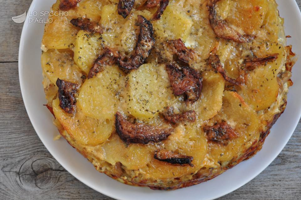 Tortino di funghi, patate e fontina